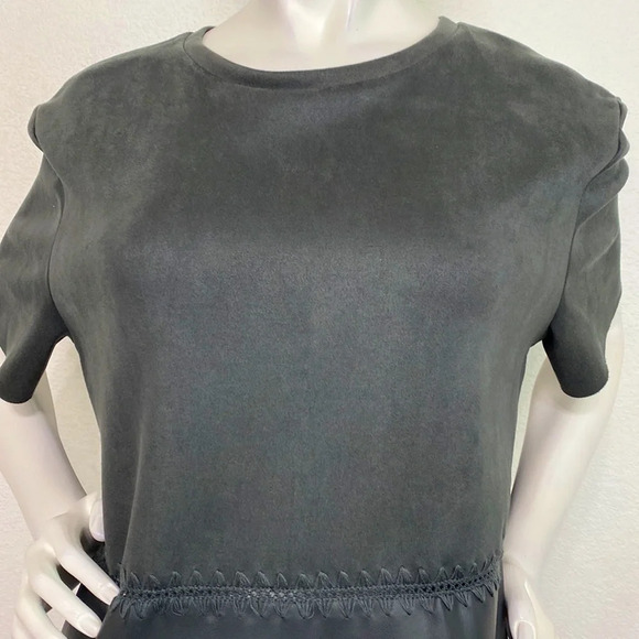 Zara Faux Leather & Suede Vintage Inspired Retro 1960's Pullover Mini Dress XL - Picture 2 of 10